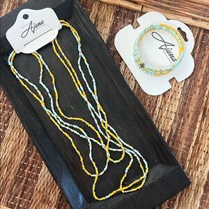 Multicolor Beaded Necklace and Bracelet Set